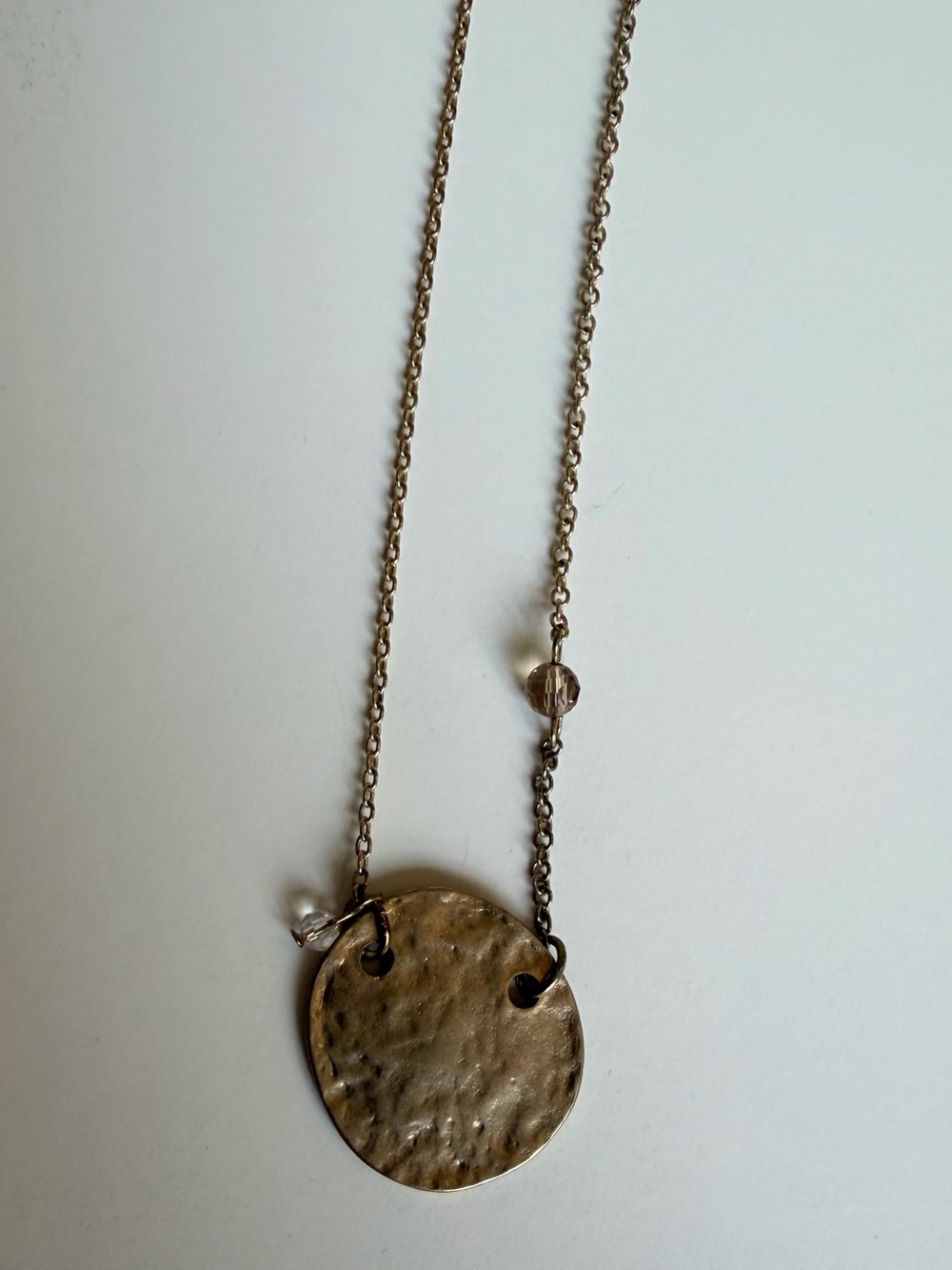 Gold Hammered Shell Disc Pendant Necklace | Minimalist Coastal Boho